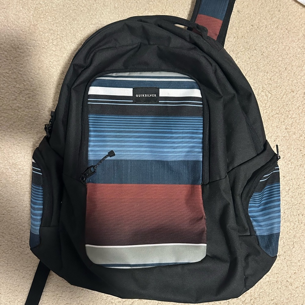 Quiksilver Striped Black and Blue Backpack